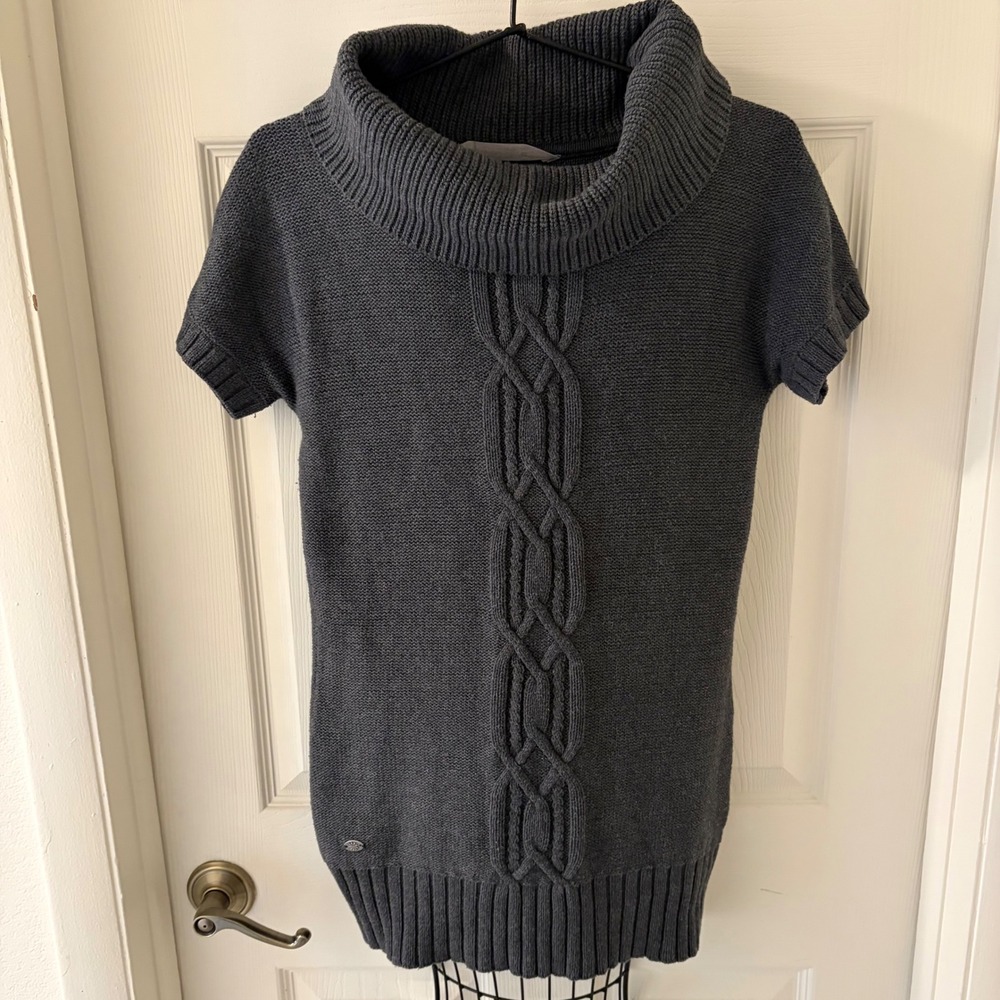 Athleta Womens Gray Cashmere Blend Cowl Neck Cable Knit Tunic Sweater 919120 S